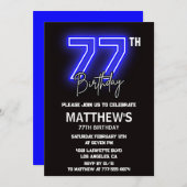 Neon Black 77e anniversaire invitations Hommes Spo (Devant / Derrière)