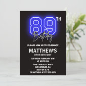 Neon Black Blue 89e anniversaire invitations (Debout devant)