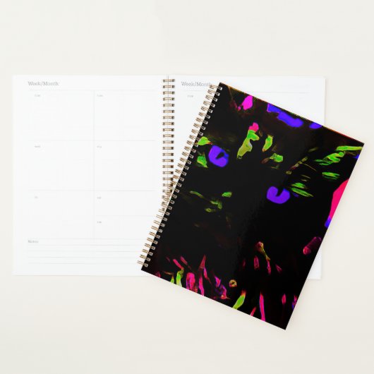 Neon Black Cat with Glowing Eyes Planner (Display)