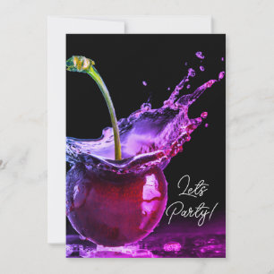 Neon Black Cherry Party uitnodiging