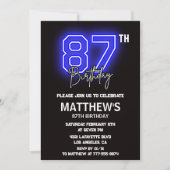 Neon Black invitations pour 87e anniversaire Men S (Devant)