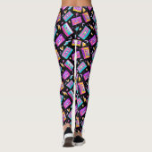 Neon & Black Trendy 80's Cassette Muziek Leggings (Achterkant)