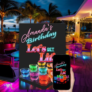 Neon Blacklight Jelly Shots Cocktail Verjaardag Kaart