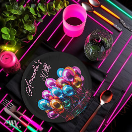 Neon Blacklight Mylar Ballons Verjaardag Papieren Bordje