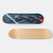 "Neon Blade Warrior: Cyberpunk Samurai Skateboard (Horizontaal)