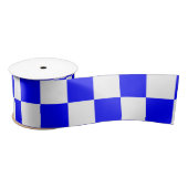 Neon Blauw en Wit Geruite Checkerboard  Lint (Spoel)