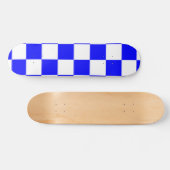 Neon Blauw en Wit Geruite Checkerboard  Skateboard (Horizontaal)