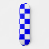 Neon Blauw en Wit Geruite Checkerboard  Skateboard (Voorkant)