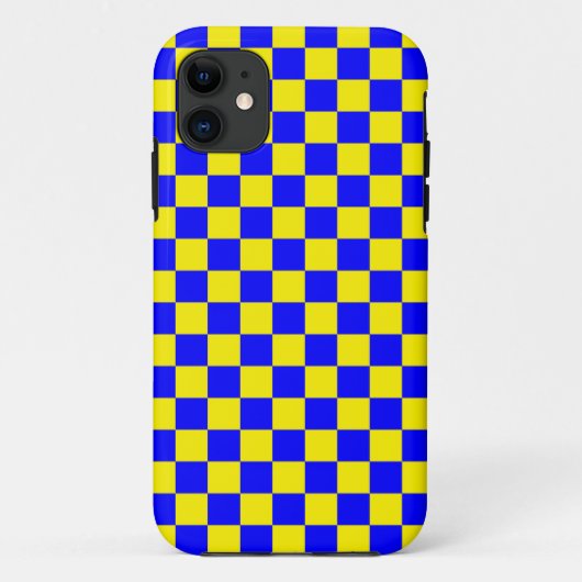 Neon Blauw Geel Geruite Checkerboard  Case-Mate iPhone Case (Achterkant)