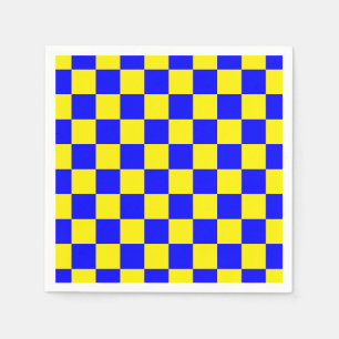 Neon Blauw Geel Geruite Checkerboard  Servet
