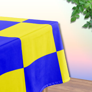 Neon Blauw Geel Geruite Checkerboard Tafelkleed