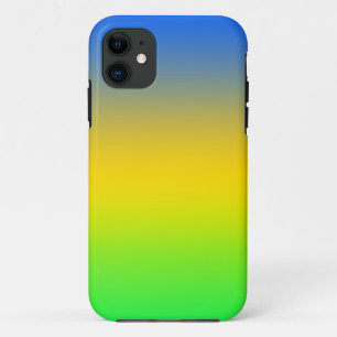Neon blauw, geel, groen verloop, ombre. iPhone 11 hoesje