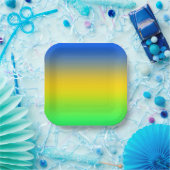 Neon blauw, geel, groen verloop, ombre. papieren bordje (Feest)