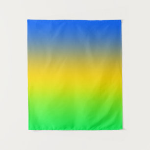 Neon blauw, geel, groen verloop, ombre. wandkleed