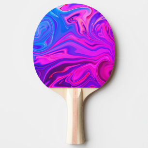 Neon Blauw Paarse Roze Abstract Patroon Tafeltennisbatje