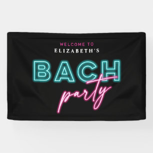 Neon Blauw & Roze Bach Feest Welkom Spandoek
