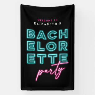 Neon Blauw & Roze Bach Party Welkom Spandoek