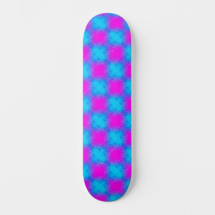Neon blauw & roze geruit patroon skateboard