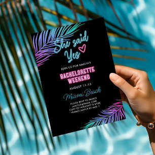 Neon Blauw & Roze Tropische Bachelorette Weekend Kaart