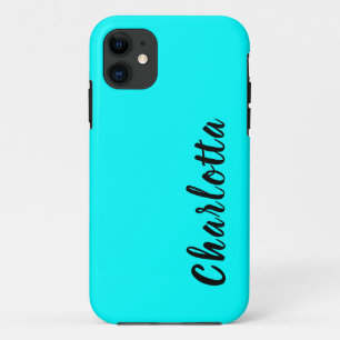 Neon Blauw Stevige Kleur Aangepast aanpassen iPhone 11 Hoesje