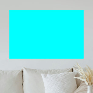 Neon Blauw Stevige Kleur   Klassiek Poster