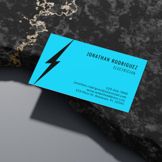 Neon Blauw Zwart Bliksemflits Aangepaste Elektrike Visitekaartje