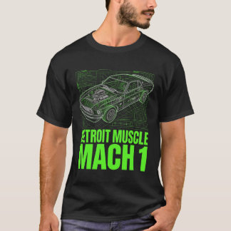 Neon Blauwdruk Mustang Muscle Techwear Grafisch T-shirt