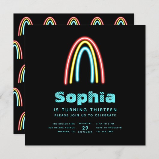 Neon Blauwgroen regenboogdag Kaart (Voorkant / Achterkant)