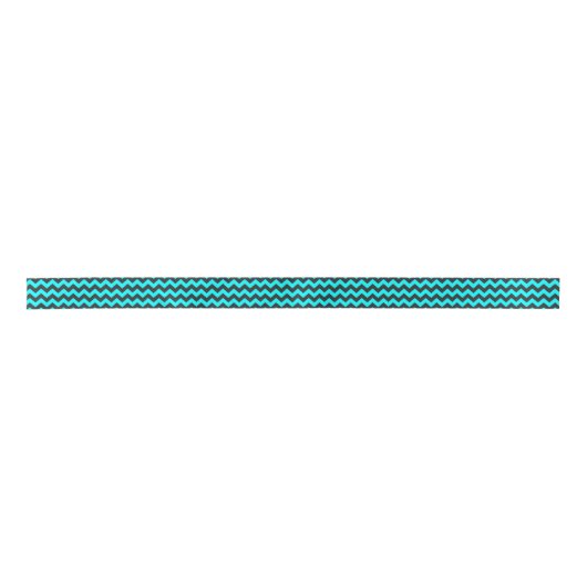 Neon blauwgroen zwart chevron-patroon lint (Voorkant)
