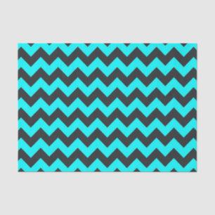 Neon blauwgroen zwart chevron-patroonpapier tissuepapier