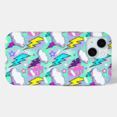 Neon bliksemschichten & sterren patroon Case-Mate iPhone case (Achterkant (horizontaal))