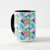 Neon bliksemschichten & sterren patroon mok (Voorkant links)