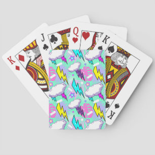 Neon bliksemschichten & sterren patroon pokerkaarten