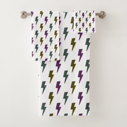 neon bliksemschichtpatroon bad handdoek (Insitu)