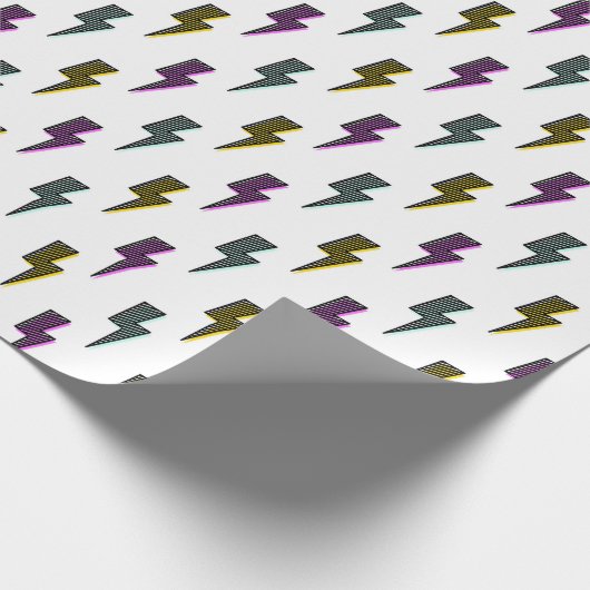 neon bliksemschichtpatroon cadeaupapier (Hoek)
