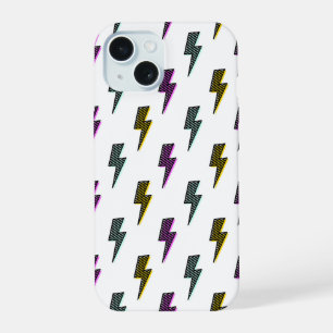 neon bliksemschichtpatroon iPhone 15 hoesje