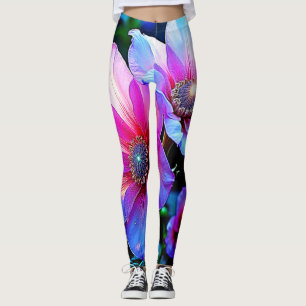 Neon Bloem Bloem Magische Gloei Ontwerp Leggings
