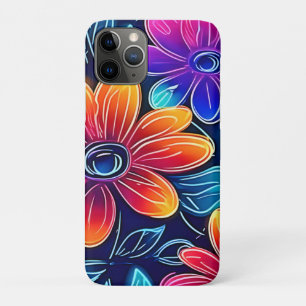 Neon bloemen bloeien helder iPhone 11 pro hoesje