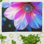 Neon Bloom Flower Magic Glow Design Theedoek (Gevouwen)