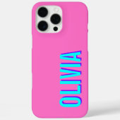 Neon Blue 3D Moderne naam | Trendy Cool Pink Case-Mate iPhone Case (Achterkant)