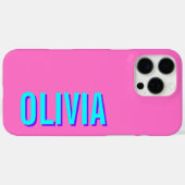 Neon Blue 3D Moderne naam | Trendy Cool Pink Case-Mate iPhone Case (Achterkant (horizontaal))