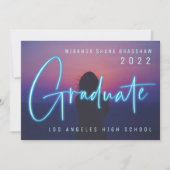 Neon Blue Afstuderen foto Aankondiging (Voorkant)