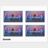 Neon Blue Afstuderen foto Rechthoekige Sticker (Vel)