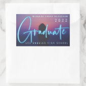 Neon Blue Afstuderen foto Rechthoekige Sticker (Tas)