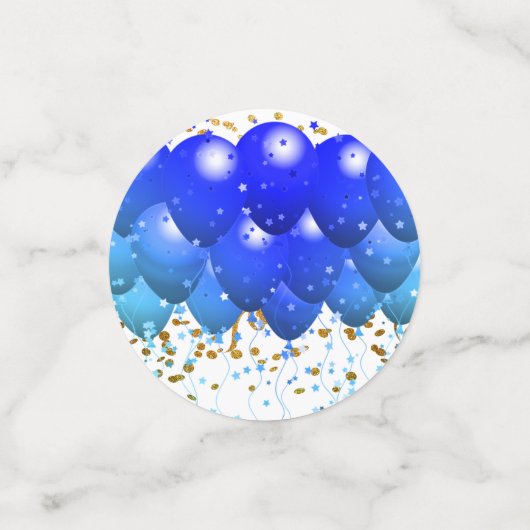 Neon Blue Balloons Gold Graduation Party Confetti (Kleine voorkant)