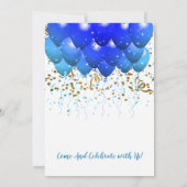Neon Blue Balloons Retraite Party Invitation (Dos)