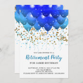 Neon Blue Balloons Retraite Party Invitation (Devant / Derrière)