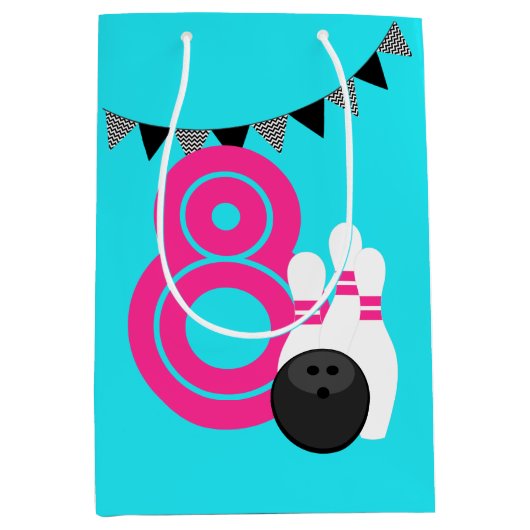 Neon Blue Bowling Anniversaire Sac cadeau (Devant)