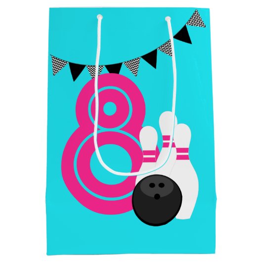 Neon Blue Bowling Anniversaire Sac cadeau (Dos)