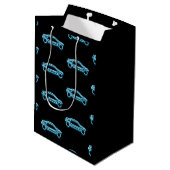 Neon Blue Car on Black - Milestone Age - Man Medium Cadeauzakje (Achterkant Gekanteld)